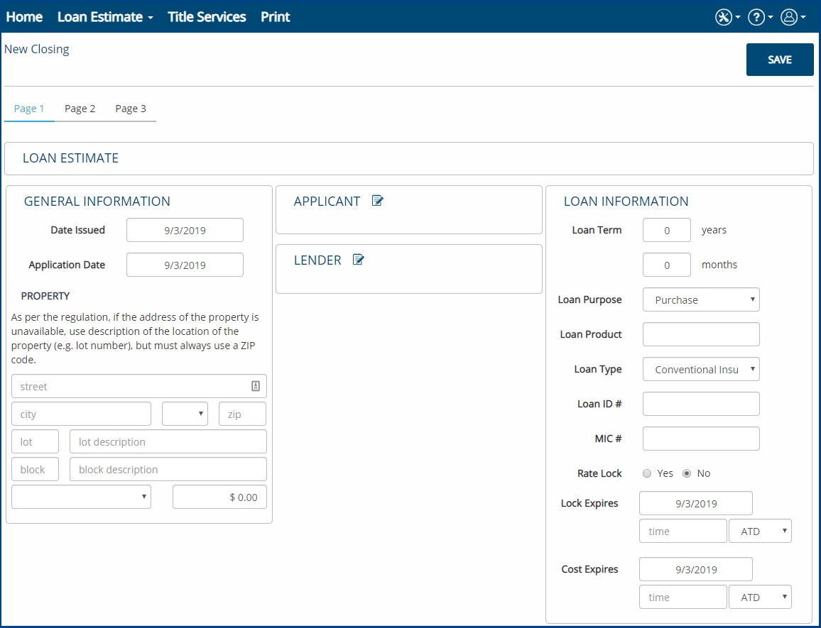 Creating a Loan Estimate