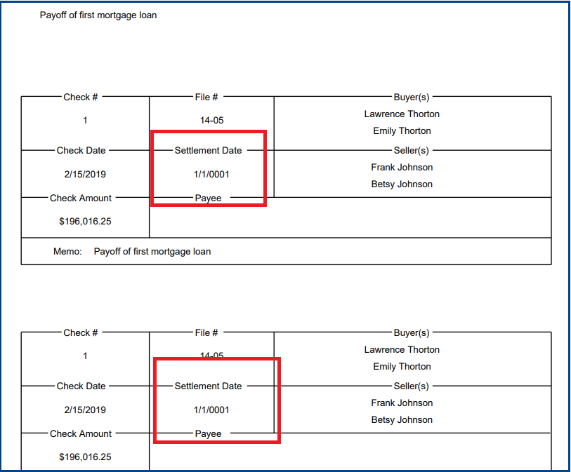 HUD Line values & Check Date Fixed (8/5/2019)