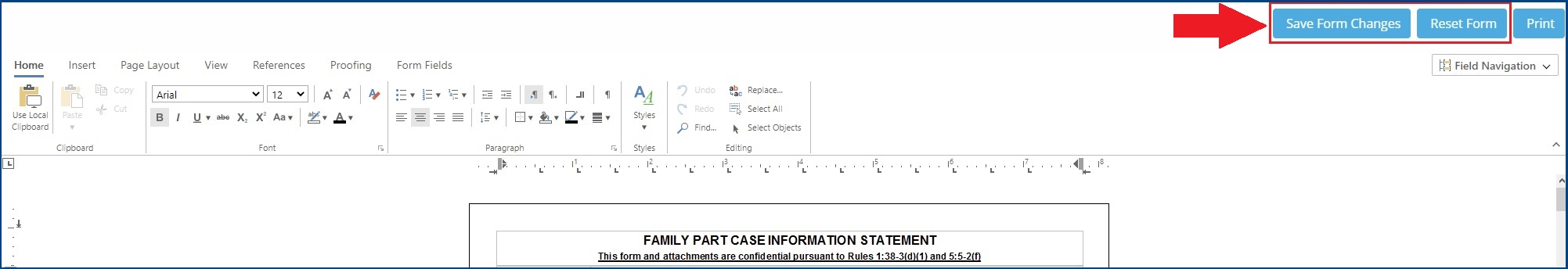 Save Form Changes & Print Preview options