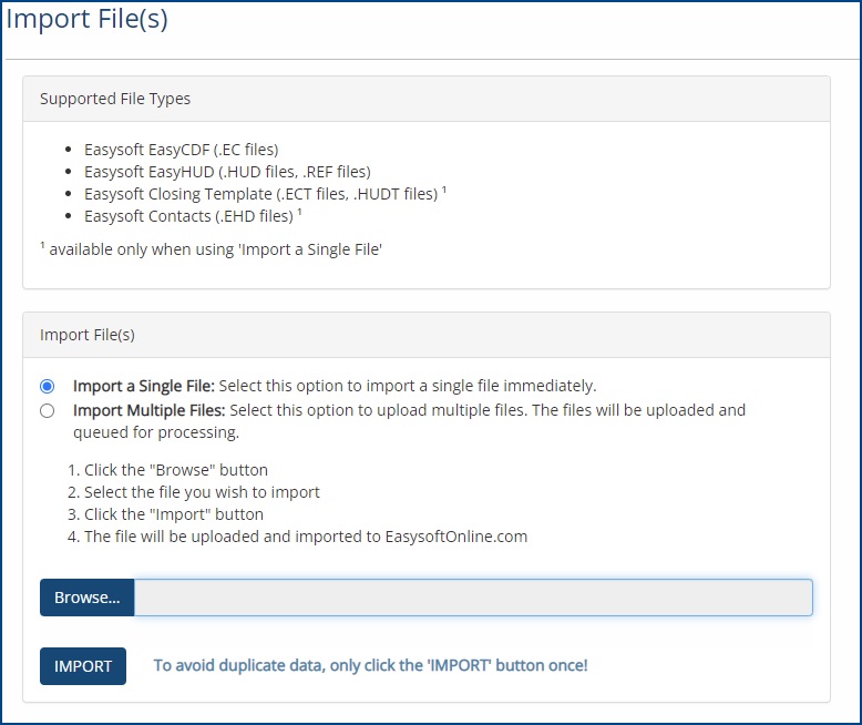Importing Supported File Types